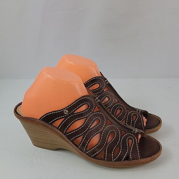 Pikolinos Capri CutOut Leather Comfort Wedge Women's Mule - Picture 1 of 14